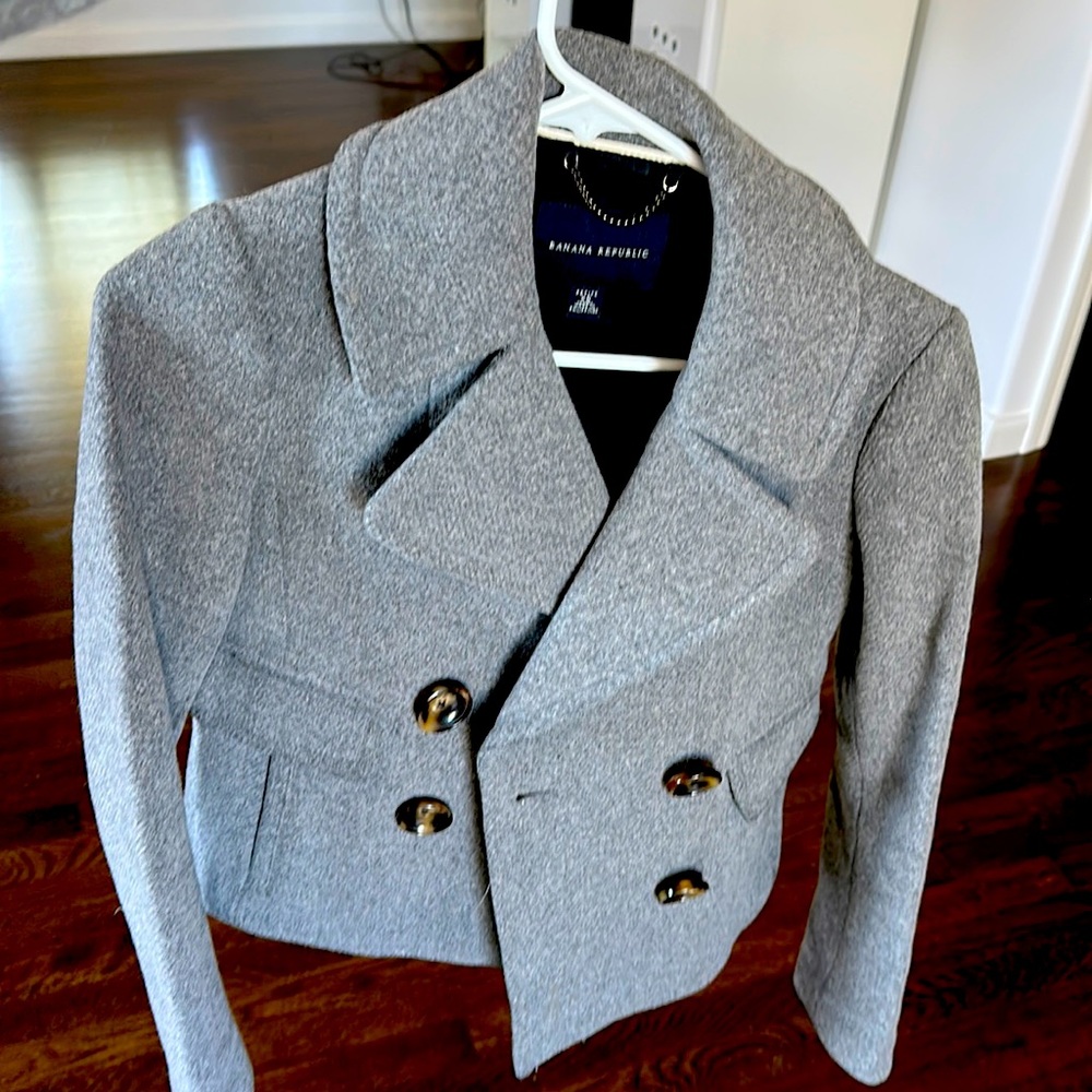 Banana republic wool jacket, classic double breasted pea coat